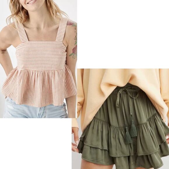 aerie Dresses & Skirts - NWT Aerie Sweet ‘N’ Silky Skirt & American Eagle Baby Doll Cami Bundle Size M